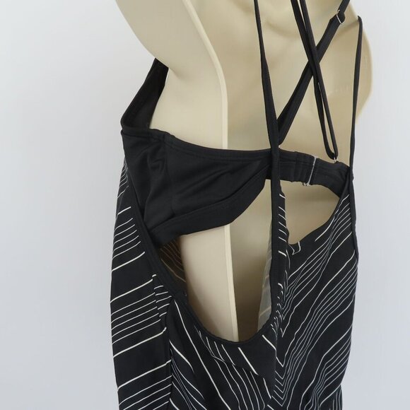 Athleta Women 38 B/C Black White Chevron Tankini Tank Swimwear Swim Top Strappy - Picture 3 of 12